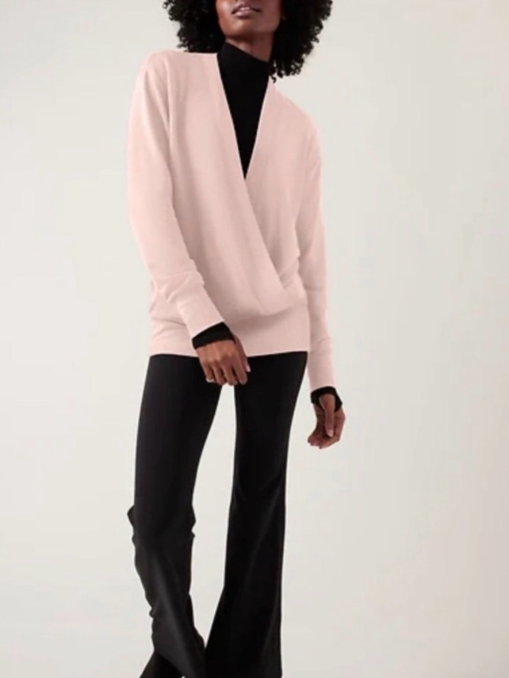 Athleta PURANA V-NECK WRAP SWEATSHIRT NWT Small Orchid Pink Soft
